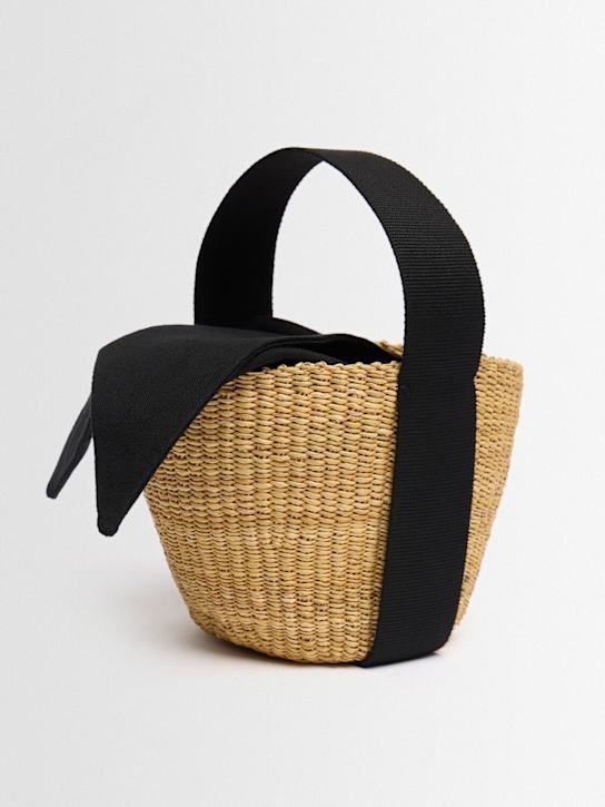 Muuñ: Mini Nona拉菲草效果手提包 - 自然色/黑色 - women_1 | Luisa Via Roma