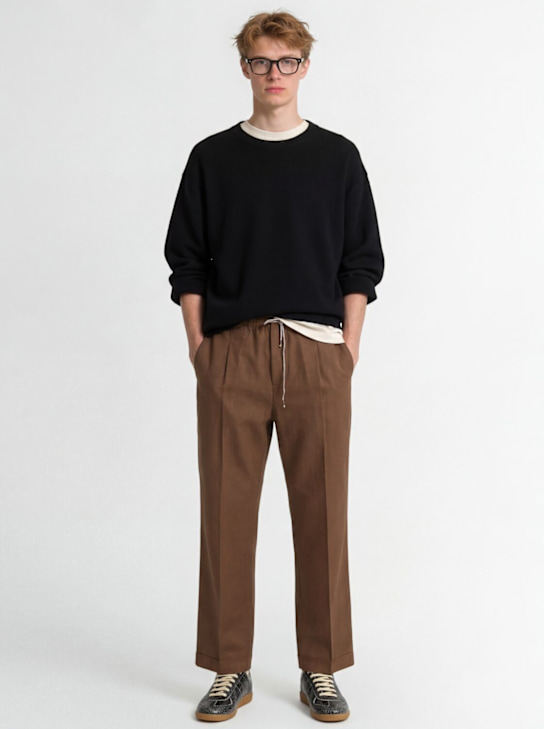 Maison Margiela: Wool blend wide pants - Almond - men_1 | Luisa Via Roma