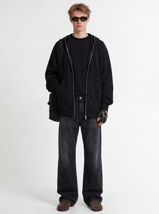 Rick Owens DRKSHDW: Jumbo gimp hooded cotton sweatshirt - Black - men_1 | Luisa Via Roma