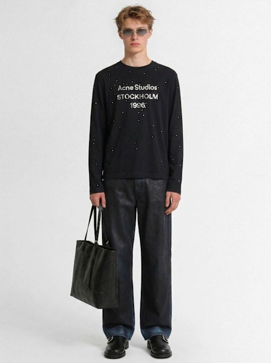 Acne Studios: Edden 1996 cotton blend t-shirt - Black - men_1 | Luisa Via Roma