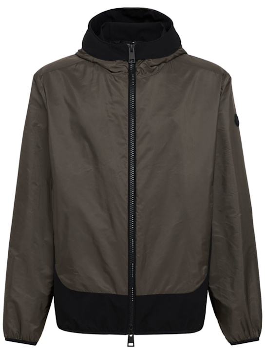 Moncler: Galveston nylon hooded windbreaker - 棕色 - men_0 | Luisa Via Roma