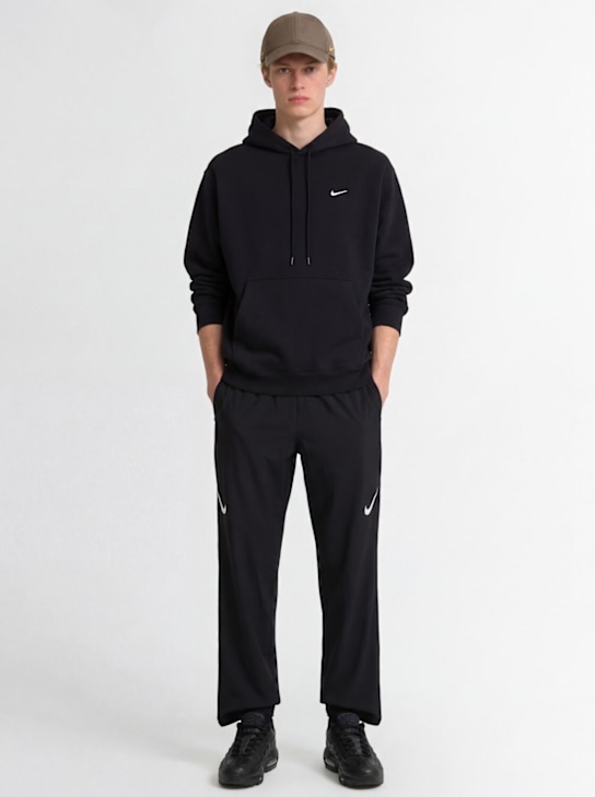Nike: Nike Life cotton blend sweatshirt hoodie - Black/Black/Whi - men_1 | Luisa Via Roma