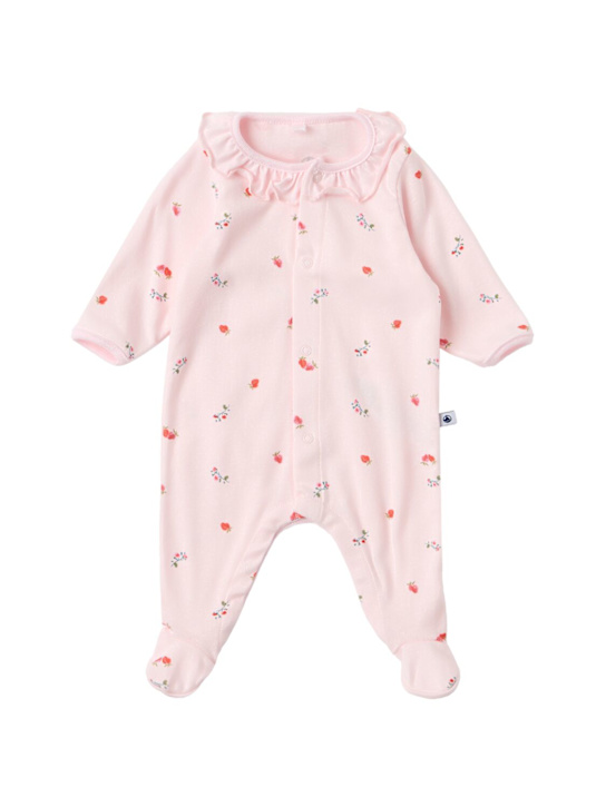 Petit Bateau: Printed cotton jersey romper & bodysuit - Rose/Rouge - kids-girls_0 | Luisa Via Roma