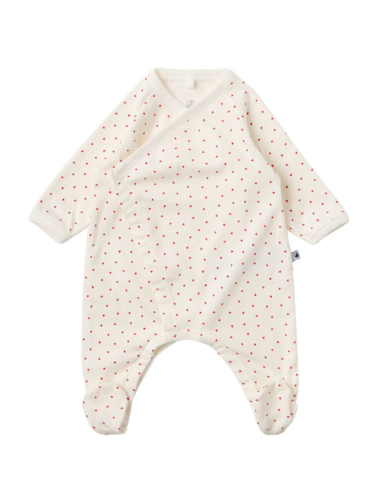 Petit Bateau: Printed cotton jersey romper - Blanco/Rosa - kids-girls_0 | Luisa Via Roma