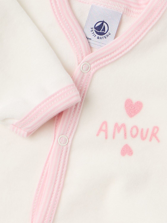Petit Bateau: Cotton jersey romper - Bianco/Rosa - kids-girls_1 | Luisa Via Roma