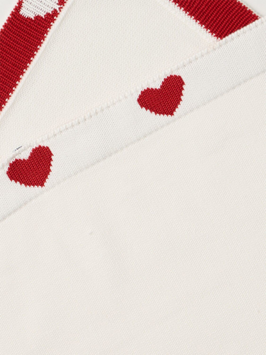 Petit Bateau: Printed cotton blanket - 米黄色/红色 - kids-girls_1 | Luisa Via Roma