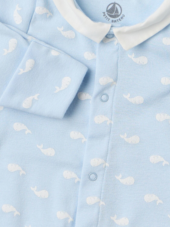 Petit Bateau: Cotton jersey romper - 블루/화이트 - kids-boys_1 | Luisa Via Roma