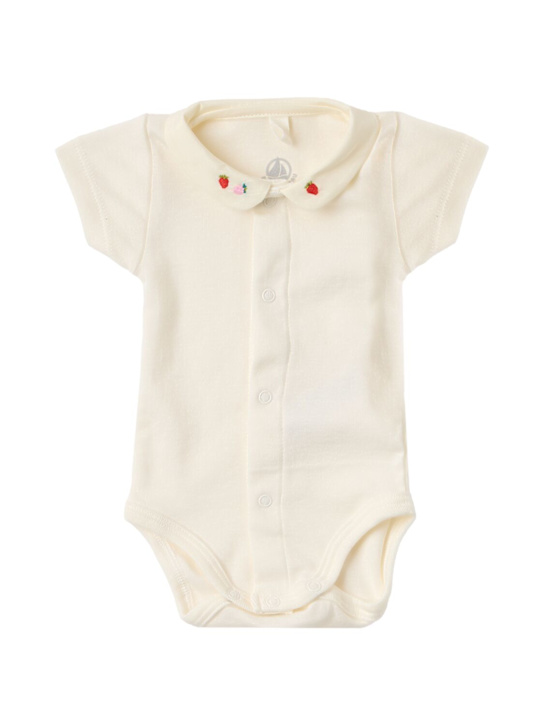 Petit Bateau: Cotton bodysuit - Beige - kids-girls_0 | Luisa Via Roma