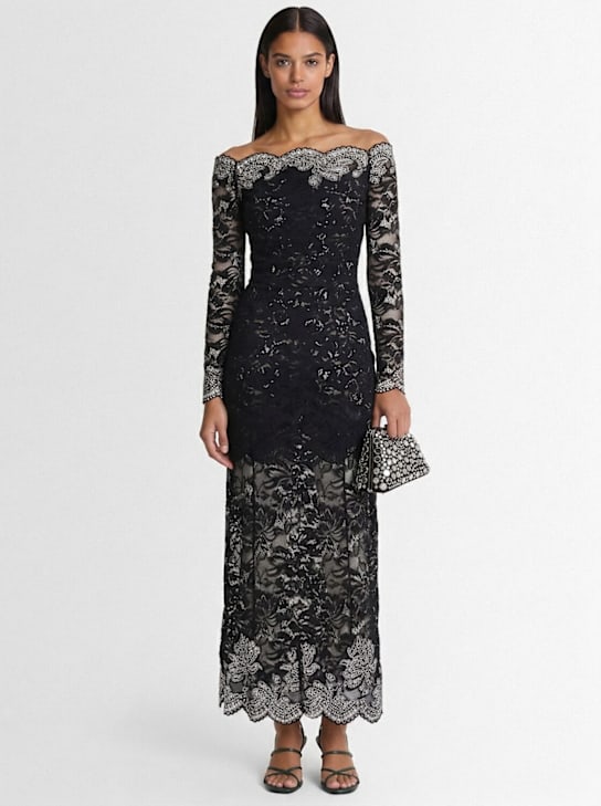 Rabanne: Off-the-shoulder long dress - ブラック - women_1 | Luisa Via Roma