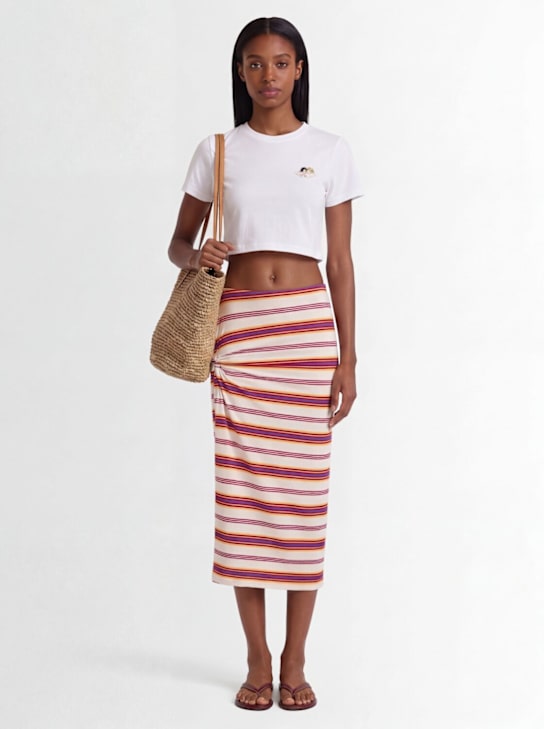Rabanne: Striped jersey midi skirt - women_1 | Luisa Via Roma