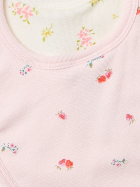 Petit Bateau: Set of 2 printed cotton bibs - Beige/Rose - kids-girls_1 | Luisa Via Roma
