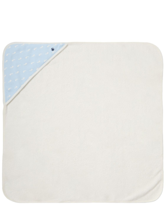 Petit Bateau: Printed cotton terry bath towel - Azul/Blanco - kids-girls_0 | Luisa Via Roma