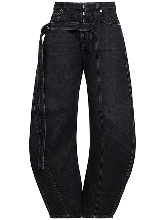 Jean Paul Gaultier: Low waisted denim jeans w/ strap detail - women_0 | Luisa Via Roma