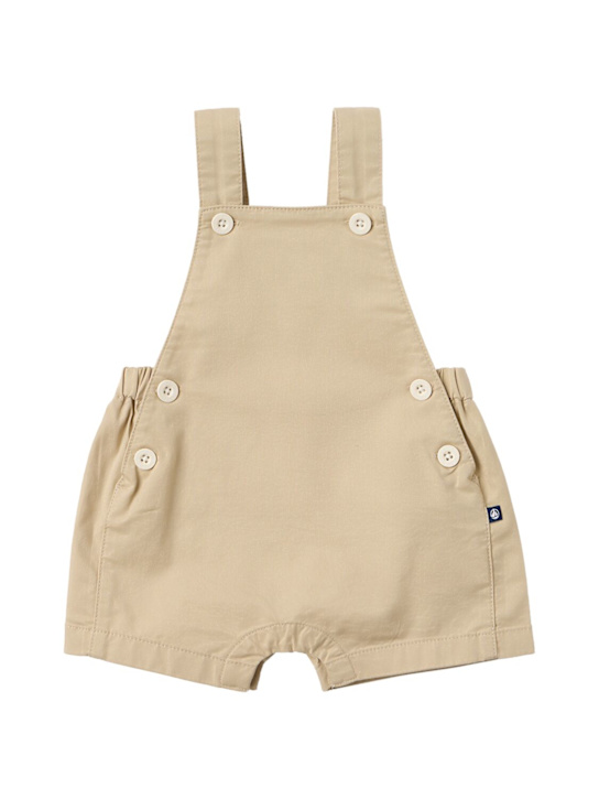Petit Bateau: Cotton blend twill overalls - Khaki - kids-boys_0 | Luisa Via Roma