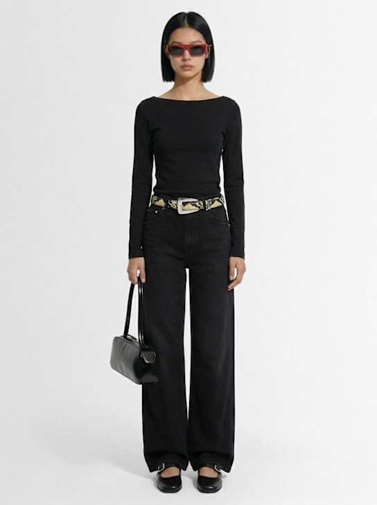 Flore Flore: Steffi long sleeve cotton t-shirt - Black - women_1 | Luisa Via Roma