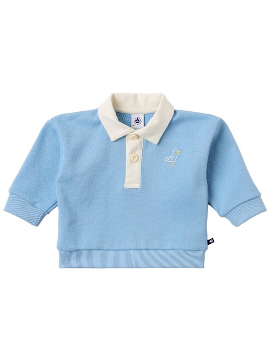 Petit Bateau: Cotton polo sweatshirt - Azul - kids-girls_0 | Luisa Via Roma