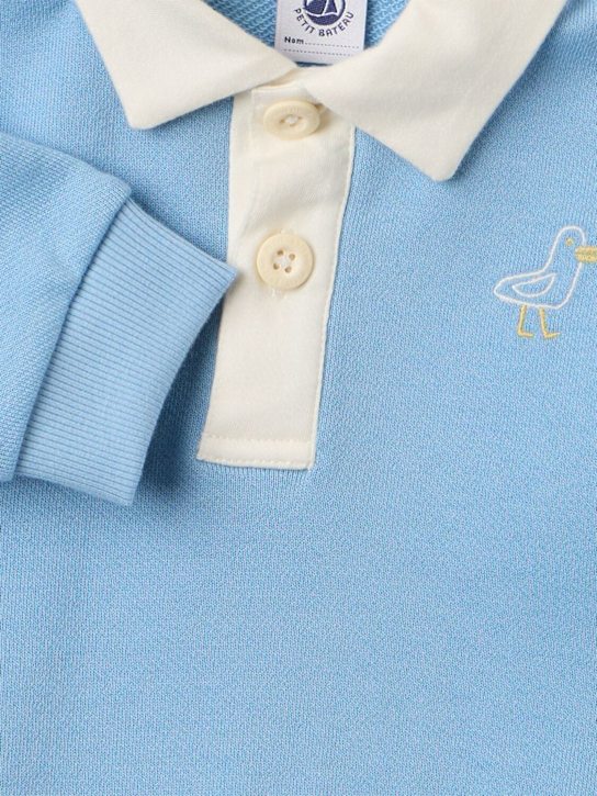 Petit Bateau: Cotton polo sweatshirt - Azul - kids-girls_1 | Luisa Via Roma
