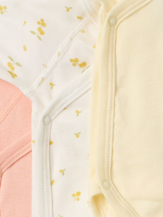 Petit Bateau: Set of 3 printed cotton bodysuits - Org/Bei/Multi - kids-girls_1 | Luisa Via Roma