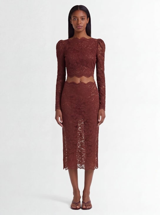 Rabanne: Scalloped long sleeve top - ブラウン - women_1 | Luisa Via Roma