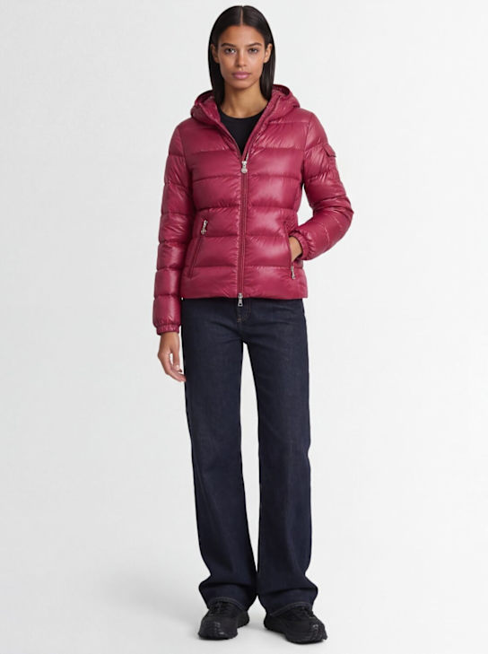 Moncler: Glesse nylon hooded down jacket - Cherry pink - women_1 | Luisa Via Roma