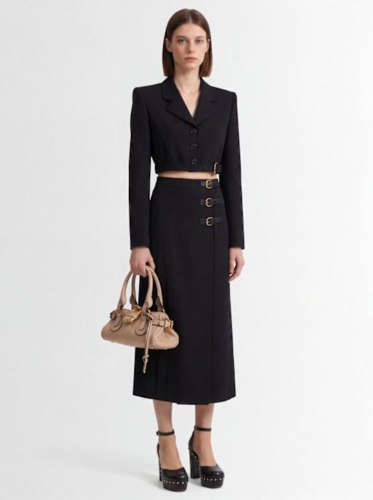 Chloé: grain de poudre羊毛短款西服夹克 - 黑色 - women_1 | Luisa Via Roma