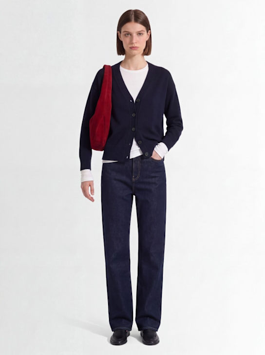 Rhea: Heavy wool V-neck cardigan - Dunkelblau - women_1 | Luisa Via Roma