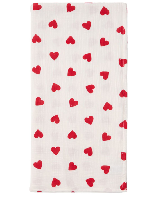 Petit Bateau: Printed cotton swaddle blanket - 红色/白色 - kids-girls_0 | Luisa Via Roma