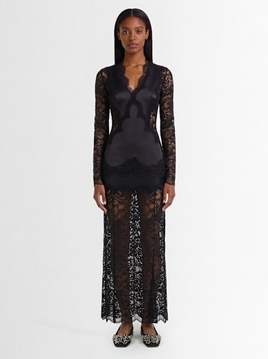 Rabanne: Vestido largo de encaje - Negro - women_1 | Luisa Via Roma