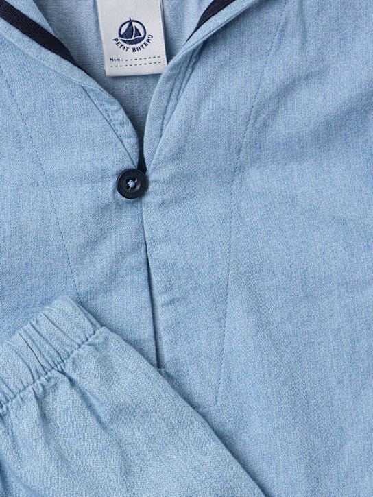 Petit Bateau: Cotton jersey top & shorts - 浅蓝色 - kids-boys_1 | Luisa Via Roma