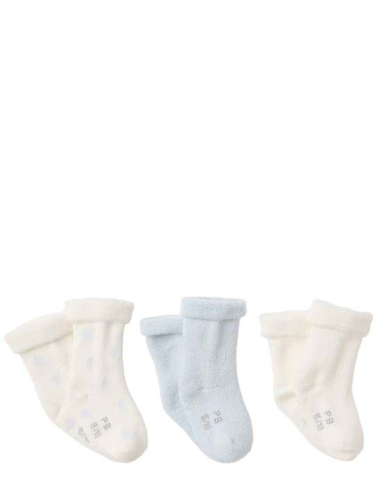 Petit Bateau: Set of 3 socks - Blu/Wht/Bei - kids-boys_0 | Luisa Via Roma