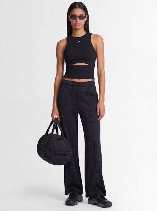 Nike: Chill knit rib tank with cutout - Black/Sail - women_1 | Luisa Via Roma