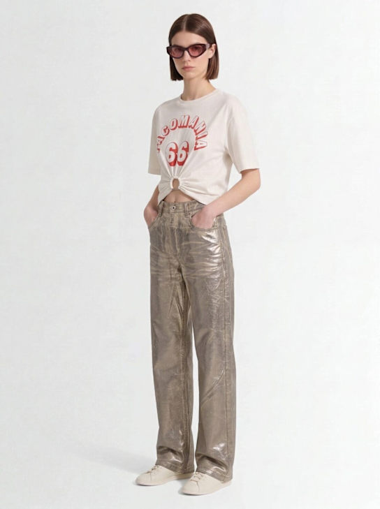 Rabanne: Camiseta de algodón jersey - Blanco - women_1 | Luisa Via Roma