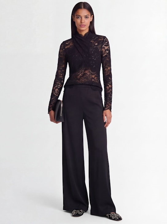 Rabanne: Stretch lace turtleneck - Black - women_1 | Luisa Via Roma