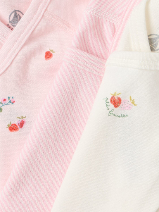 Petit Bateau: Set of 3 printed cotton bodysuits - Pur/Pnk/Wht - kids-girls_1 | Luisa Via Roma