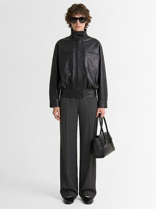 The Mannei: Leather bomber jacket - Noir - women_1 | Luisa Via Roma