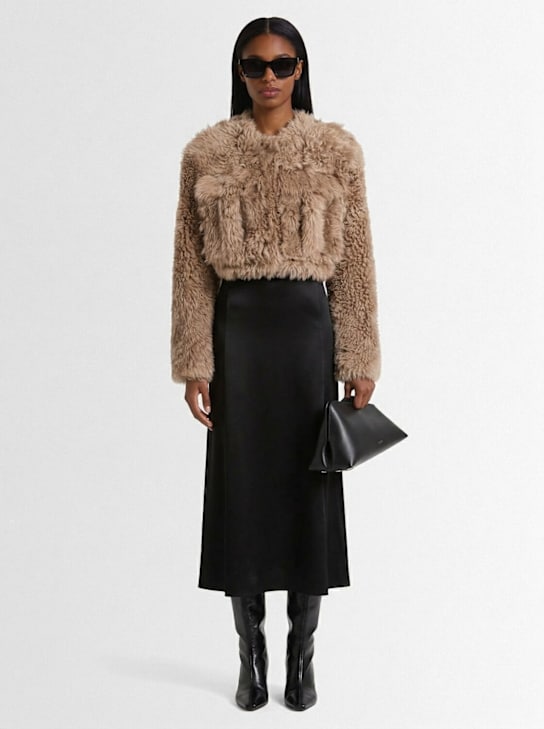 The Mannei: Short shearling jacket - Graubraun - women_1 | Luisa Via Roma