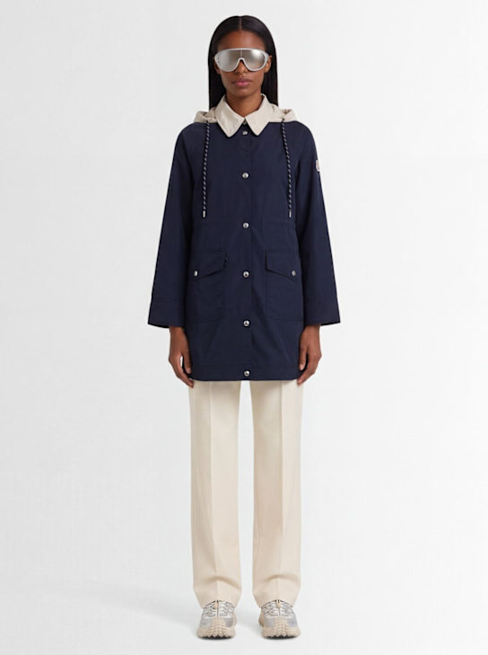 Moncler: Begonia 3-in-1 cotton long down jacket - Blue - women_1 | Luisa Via Roma