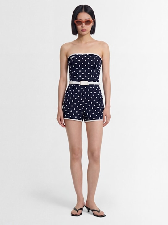 Rowen Rose: Polka dotted bustier playsuit - 海军蓝/多色 - women_1 | Luisa Via Roma