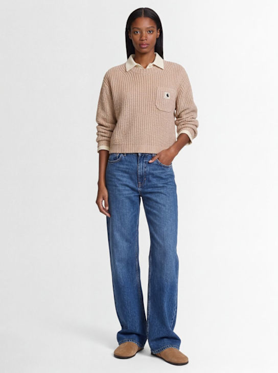 Carhartt WIP: Mira acrylic blend knit crewneck sweater - Beige - women_1 | Luisa Via Roma