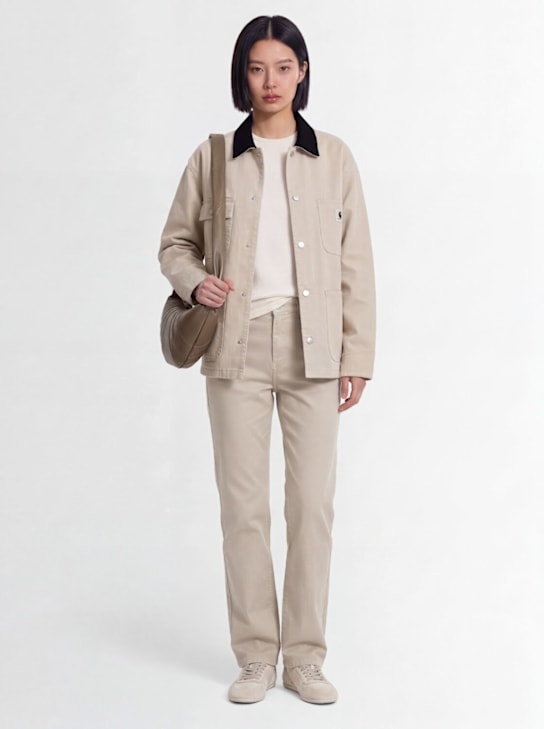 Carhartt WIP: Cotton denim straight jeans - Beige - women_1 | Luisa Via Roma