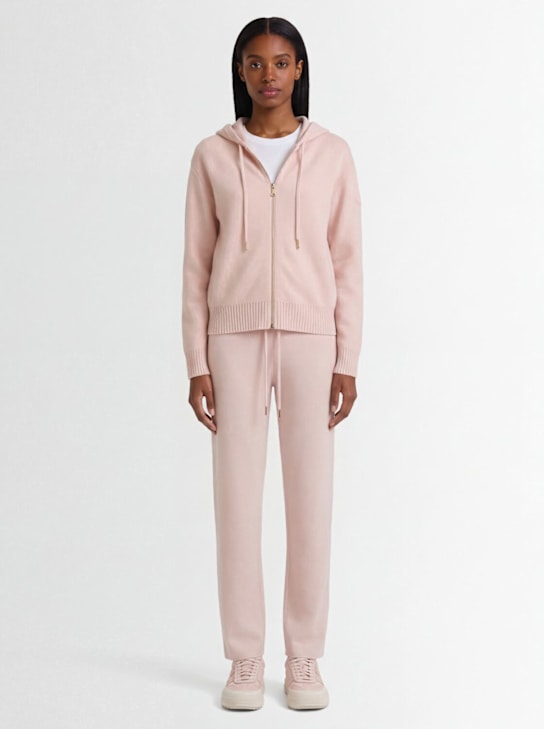 Moncler: Wool & cashmere zip-up hoodie - Light Pink - women_1 | Luisa Via Roma
