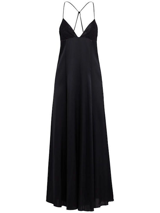 Forte_forte: Silk slip dress - Black - women_0 | Luisa Via Roma