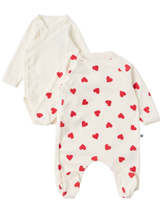 Petit Bateau: Printed cotton jersey romper & bodysuit - 红色/白色 - kids-girls_1 | Luisa Via Roma