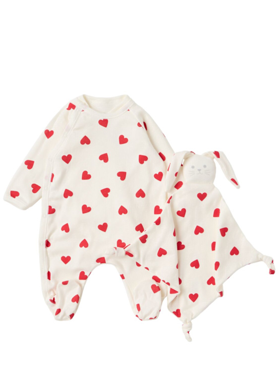 Petit Bateau: Printed cotton jersey romper & bodysuit - 红色/白色 - kids-girls_0 | Luisa Via Roma