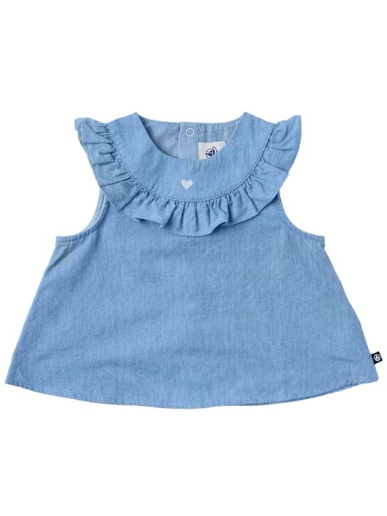 Petit Bateau: Cotton top - Bleu Clair - kids-girls_0 | Luisa Via Roma