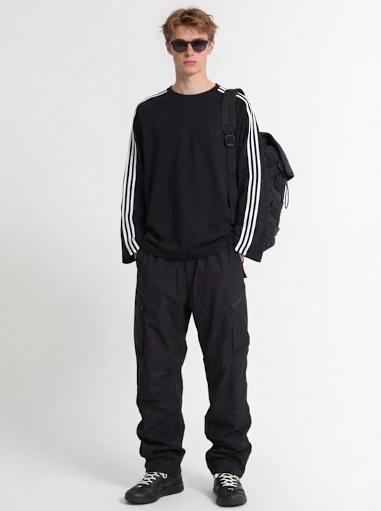 Y-3: Wire wool blend long sleeve t-shirt - Black - men_1 | Luisa Via Roma