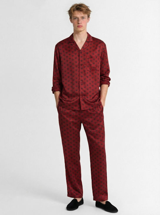 Skims: Hearts sateen pajama shirt & pants set - Red Heart - men_1 | Luisa Via Roma