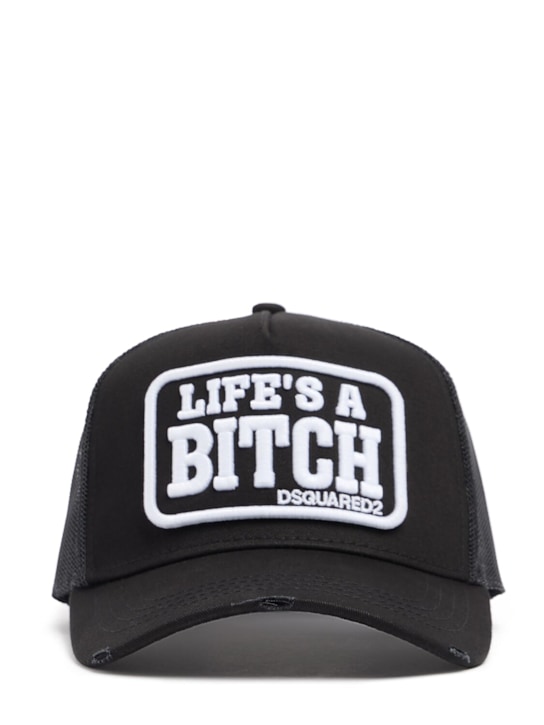 Dsquared2: Cotton blend baseball cap - Negro - men_0 | Luisa Via Roma