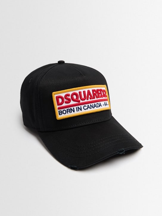 Dsquared2: Logo cotton baseball cap - Negro - men_1 | Luisa Via Roma