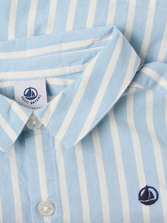 Petit Bateau: Cotton shirt - ブルー/ホワイト - kids-boys_1 | Luisa Via Roma